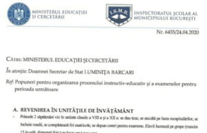 DOCUMENT Ce reguli propune ISMB pentru revenirea la școală/ Cum se va da Bacalaureatul și Evaluarea Națională