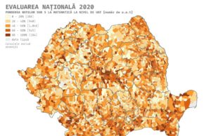 Evaluare Națională 2020. Cum arată HARTA notelelor obținute de elevi în fiecare localitate în parte Harta notelor sub 5 la nivel de unitate teritorial-administrativă îăn parte
