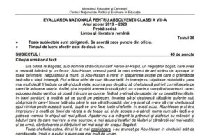 Evaluare Națională 2020: Teste de antrenament – setul 8
