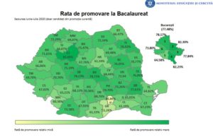 Rezultate BAC 2020. Clujul este pe primul loc la Bacalaureat 2020/ Harta procentelor de promovare județ cu județ