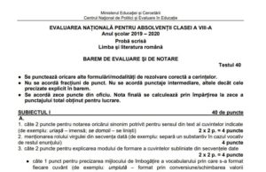 Evaluare Națională 2020 Barem teste de antrenament – setul 8