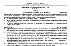 Barem Subiecte Istorie Bac 2020 Cum se punctează subiectele de la Istorie
