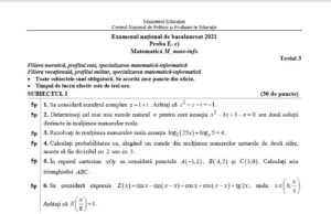 Simulare BAC 2021 Matematică| Modele de subiecte pentru Mate-Info, Tehnologic, Științele Naturii și Pedagogic