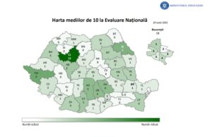 Rezultate Evaluare Națională 2021. Harta mediilor de 10| În 10 județe niciun elev nu a luat media 10