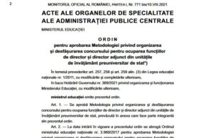OFICIAL. Metodologia pentru concursul de directori, în Monitorul Oficial. Cine poate participa la concurs