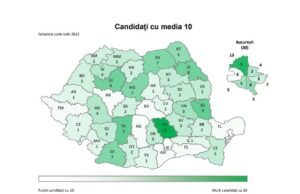 BAC 2022: Harta mediilor de 10. Bucureștiul pe primul loc